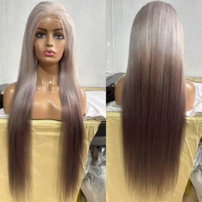 China New Wig Female European And American Fashion Gradient Color In Long Straight Hair Highlights Brown Gold Chemical Fiber Headgear Female for sale