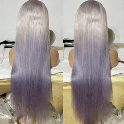 China European Wig New Long Purple Gradient Light Grey Front Lace Wig for sale