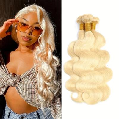 China Wholesale Double Drawn Vietnamese Virgin Human Hair 613# Blonde Colored Body Wave Hair Bundle for sale