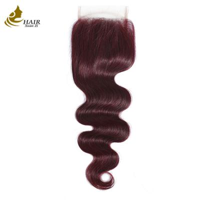 Κίνα Virgin Ombre 99j Body Wave Human Hair Lace Closure With Baby Hair προς πώληση