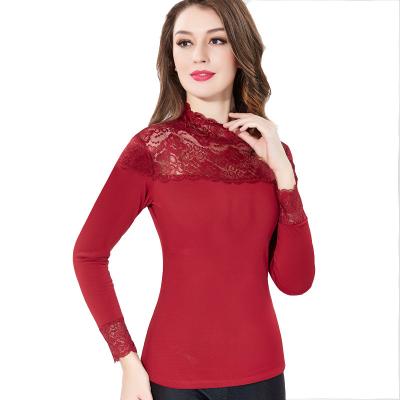 China 37 Degree Constant Temperature Lace Thermal Underwear Women's Body Shaping Plus Thick Velvet Tops Thermal Body Shaping Long Body Sleeves for sale