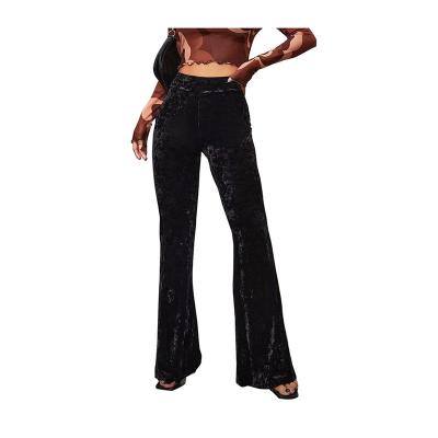 China New European and American fashion solid color high waist anti-static casual flare pants of autumn and winter women's clothing gold velvet for sale