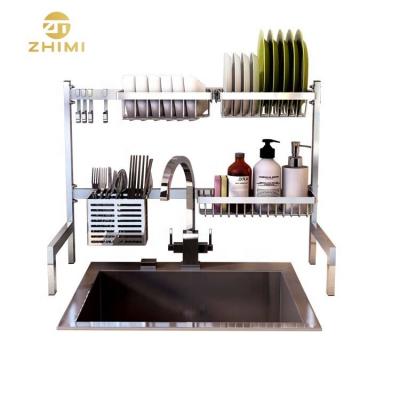 China Custom Standing Type Sustainable Kitchen Sink Rack Kitchen Storage Stainless Steel Shelves for sale