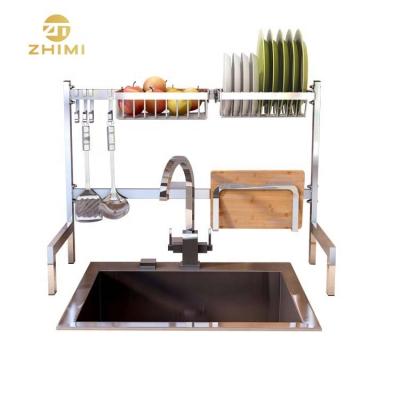 China Kitchen Sustainable High Quality Dish Drainer Over The Sink Stainless Steel Rolled Dish Drying Rack for sale