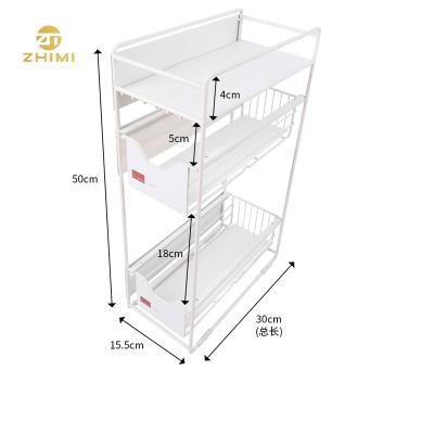 China New Design Sustainable 3 Tiers Kitchen Magnetic Fridge Organizer Sliding Spice Rack for sale