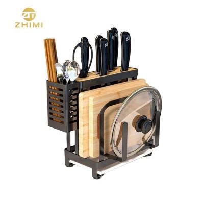 China New Style Multifunctional Stand Type Viable Stainless Steel Kitchen Drying Knife Holder Rack for sale