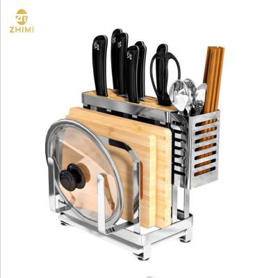 China Viable Multifunctional Standing Type Kitchen Utensil Organizer Storage Stainless Steel Knife Drying Rack Rack for sale