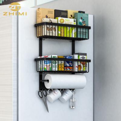 China Viable Spice Holder Refrigerator Side Shelf Organizer Storage Display Fridge Kitchen Metal Hanging Rack for sale