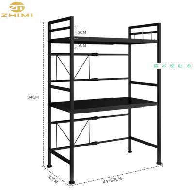 China High Quality Sustainable Type Microwave Oven Shelf Rack Metal Carbon Steel Kitchen Organizer Flexible Standing Holder for sale