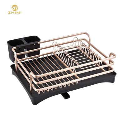 China Sustainable Easy Assemble Large Capacity Single Tier Dish Drying Rack With Side Mounted Utensil Rack for sale