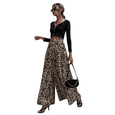 China Anti-wrinkle the latest fashion leopard print pants digital printing loose pants for sale