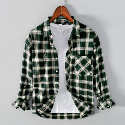 China Hot Selling Anti-pilling Plaid Spring/Fall OEM Service Cotton Flannel Wholesale Men's Shirts for sale