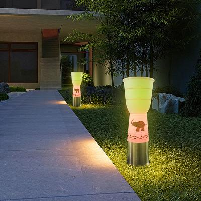 China Outdoor Decoration Drum Night Lamp Amuse Waterproof Colorful Pattern Light for Holiday Park Square Garden Lawn Landscape Park Decoration for sale