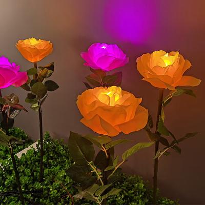 China Decorative Light Rose Light Waterproof Colorful Amazon Outdoor Solar Light Decoration Pattern for Holiday Park Garden Square Decoration for sale