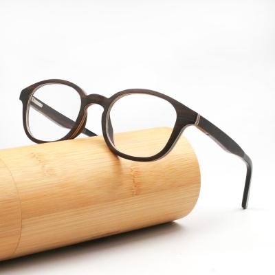 China Luxury Wooden Optical Glass Frame Blue Light Glasses Anti Round Metal Design Man Woman Wood-Inserted Glasses for sale