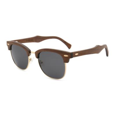 China Fashion Sunglasses Club Head Luxury Metal Wood Sunglasses 2021 Full Rim Trendy Unisex Half Glass Sun Glasses Man Woman Wooden Shades for sale