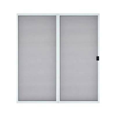 China EUROPEAN White Aluminum Frame Sliding Curtain Screen Door 2 Screens Full View White Finish Aluminum Screen Door for sale