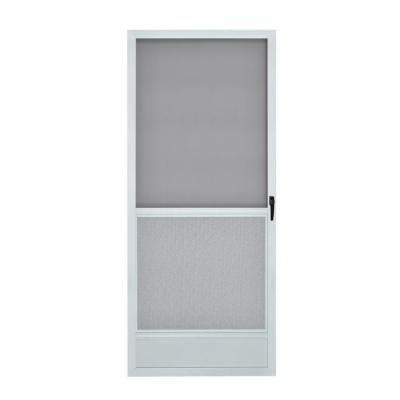 China Modern Width And Height Adjustable White Bronze Aluminum Frame Hinged Screen Door for sale