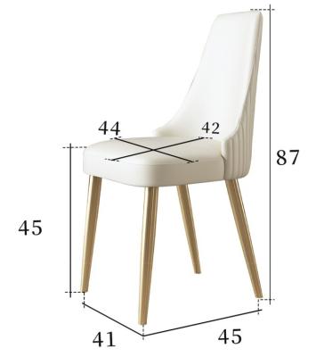 China Hot Sale Modern PU Chair Cushion Upholstery Living Room Metal Leg Accent Washable White Leather Dining Chair for sale