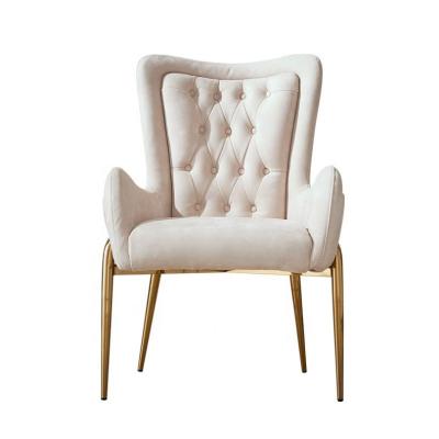 China High Quality Luxury Modern Metal Gold Frame Modern Dining Chair Modern White Tufted Leather Hot Sale Product for sale