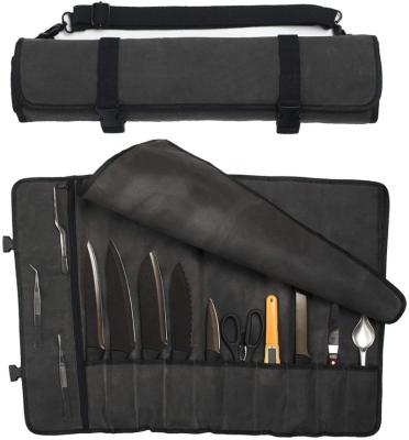 China OEM Waterproof High Quality 10 Pockets Waterproof Canvas Chef Knife Case Roll Bag for sale