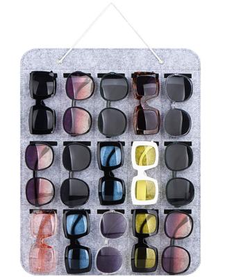 China OEM Durable High Quality Dust Proof Wall Pocket Eye Glass Organizer Display Case Sunglasses Holder Hanging Organizer for sale