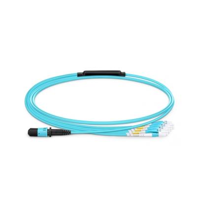 China Telecommunication MTP/MPO Harness Cable Female To Duplex Type B LSZH OM3 50/125 Multimode Breakout LC Cable for sale