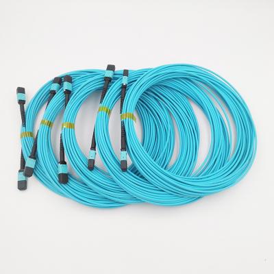 China Type B Multimode Fiber Optic Telecommunication MPO/MTP Trunk Cable 12 Fiber Patch Cord Tie LSZH 50/125 for sale