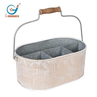 China Sustainable Galvanized Utensil Rack Kitchen Countertop Cart Galvanized Storage Bucket for sale