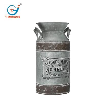 China Gift & Craft Galvanized Mini Milk Can Solid Iron Milk Storage Can Rust Galvanized Milk Box for sale