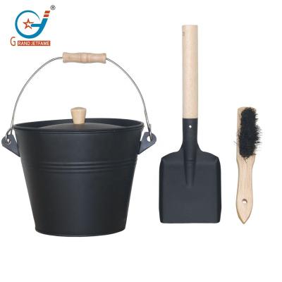 China Ourdoor Ash Bucket Set Indoor Bucket with Lid Shovel and Hand Broom Tool Kit Accessories for Fireside Fireplace Indoor and Outdoor Accessories for sale