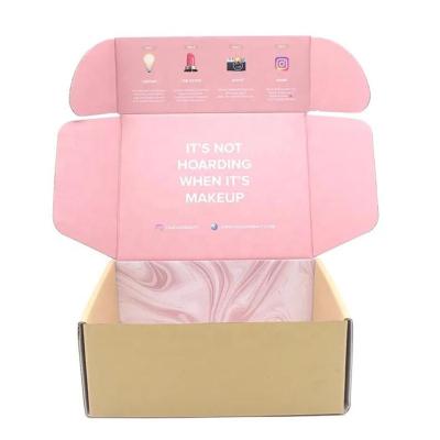 China Recyclable Custom Logo Pink Corrugated Mailer Cardboard Paper Packaging Mailing Postal Shipping Box for sale