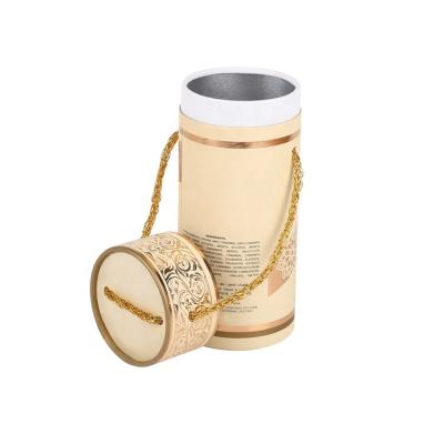 China Recyclable Biodegradable Recycled Round Cylinder Circle Cardboard Paper Tubes Kraft Gift Box Packaging with Rope Handle For Candle for sale