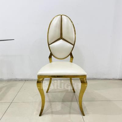 China (Other)Adjustable Luxury High Back Dining Used Gold Metal Frame Throne Wedding Chairs for sale