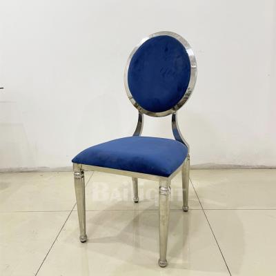 China (Others) Sliver Stainless Steel Adjustable Luxury Event Fabric Wedding Stacking Chairs For Dining Used for sale