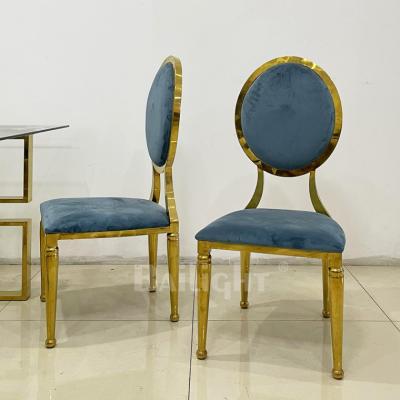 China (Other)Restaurant Event Adjustable Round Back Wedding Used Gold Metal Stainless Steel Dining Chair for sale