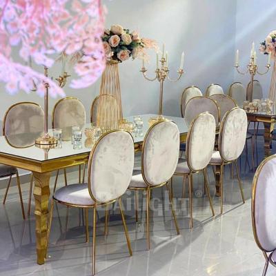 China (Others)Adjustable Dining Room Furniture 4 Legs Velvet Seat Chairs Modern Luxurious Wedding Events for sale