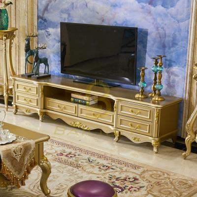 China (Other) Design Gold Color Adjustable Luxury Living Room Home Use TV Cabinet for sale