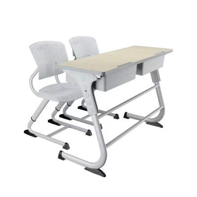 China New Style Modern Comfortable School Students Office Double Furniture College Desk Chair for sale