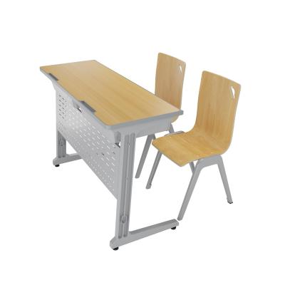 China Morden Student Modern High Quality Design Wooden Enrollment Board Colorful Double Desk and Chair Set for sale