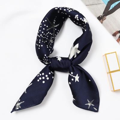 China Wrinkle Square Scarf Hair Tie Band Women Small Vintage Silk Scarf 2019 Retro Scarf Elegant Skinny Head Neck for sale