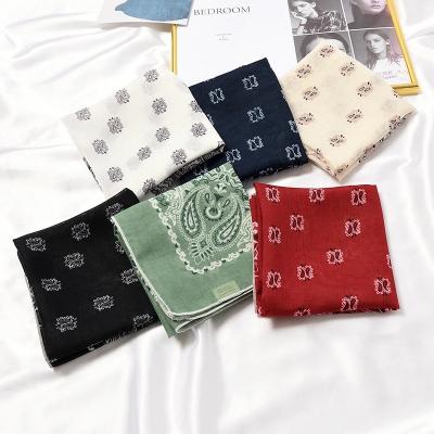 China Square Hip Hop Style Cotton Tied Handkerchief Head Scarf Pearl Cotton Paisley Bandanas 100% Cotton Double Sided Sided Scarf for sale