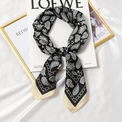 China Square Scarf Printing Services Designer Style Cashew Flower Design 70x70cm Custom Head Color Scarf Women for sale