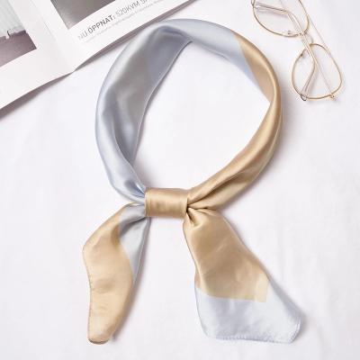 China Fashion Square Silk Scarf Custom Design 70x70cm Private Label Hair Color Matching Hair Scarf for sale