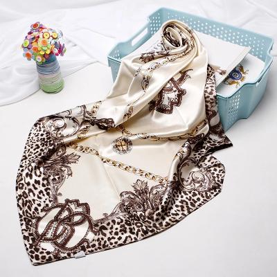 China Sunblock.decration.garments. Floral 100% Polyester Chiffon Scarf Stripe Satin Feel Polyester Scarf Color Silk Gift for sale