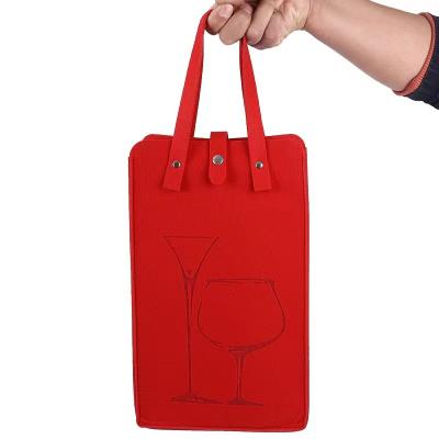 China Europe creative packaging bags gift box with string for red wine single bottle Padded Cooler Wine Bag felt Insulated Tote Carrier Bag for sale