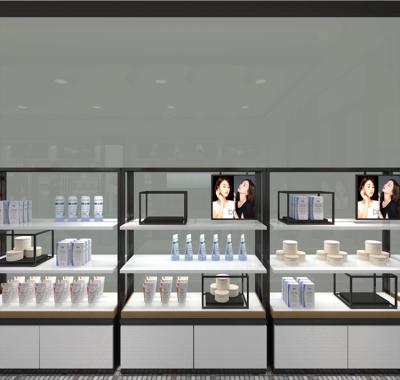 China eco-friendly commercial cosmetic store decoration, cosmetic store display rack, cosmetic showcase for sale