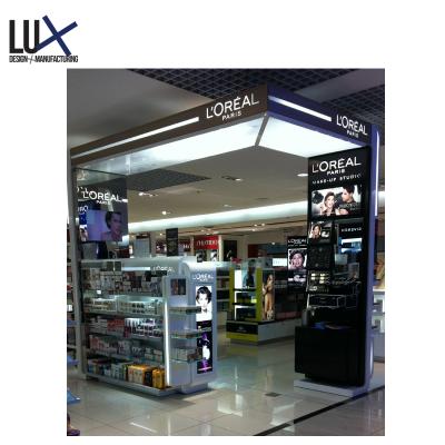 China Eco-friendly Makeup Studio Store Gondola Shelf Display Cosmetic Shop Furniture For Cosmetic Display for sale