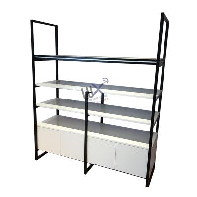 China LUX Design Single Sided Multifunctional Store Retail Display Rack With MDF And Medal Frame Design For Cosmetic Store Display for sale