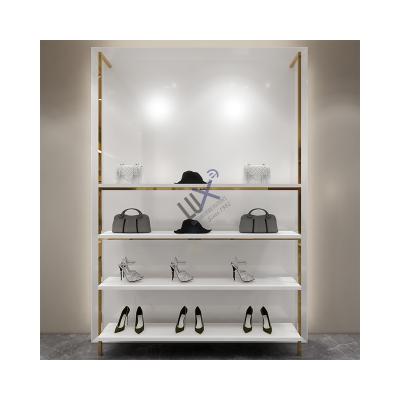 China Single Gold Ladies Clothing Display Rack With MDF Stainless Steel For Clothes Store Furniture 5 Years Quality Warranty for sale